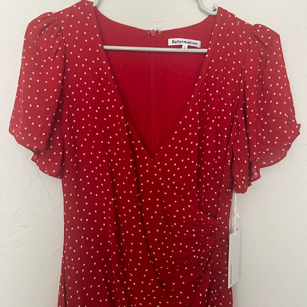 Reformation Scarlet Dress with White Dots